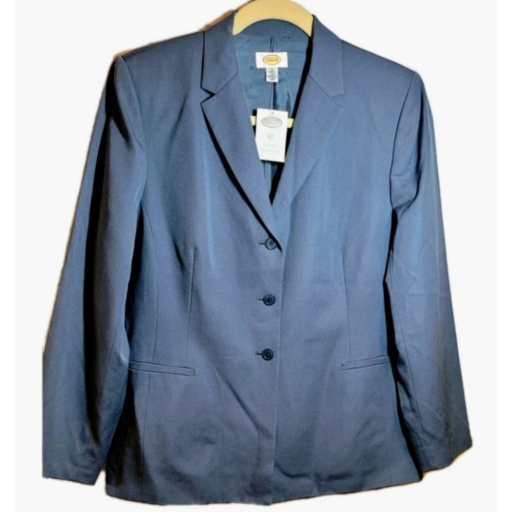 NWT Talbots Women’s Size 20 Blue 100% Wool Fully Lined One Button Blazer Career